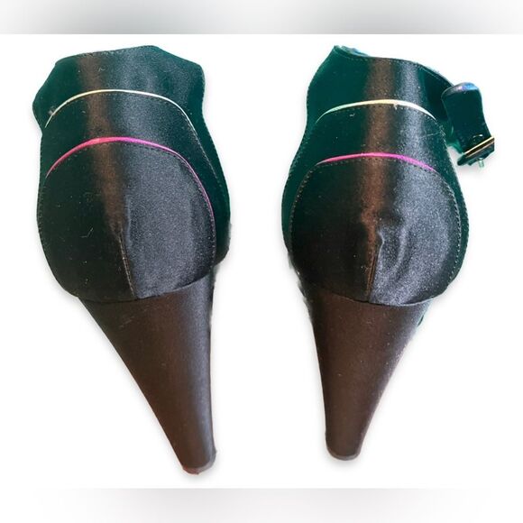 Pierre Hardy Black Satin Neon Trim Peep-Toe Heels Euro 40 - Picture 3 of 5